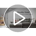 Seaside Village Black LED Floor Lamp with Double Head, Dimmable Reading Light