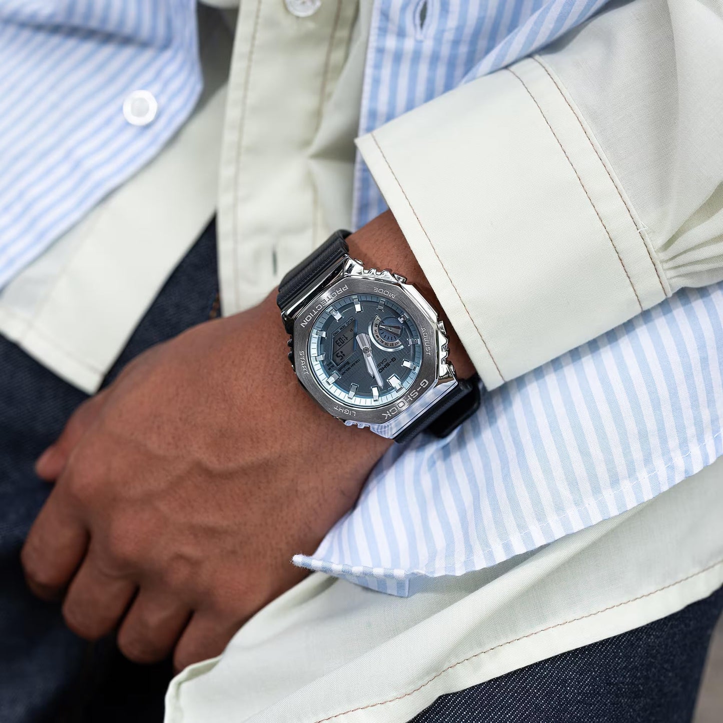 G-Shock Casio G-Steel Solar Connected Blue Dial Black Resin Strap Watch - GBM2100A-1A2