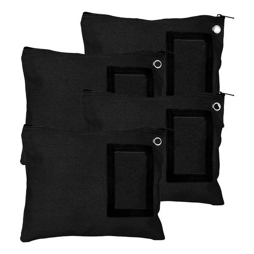 BankSupplies Canvas Zipper Bags | 12W x 9H | Set of 4 | Large Storage Bags | Grommet for Zip Tie & Padlock | 5W x 3H Framed Cardholder | Zipper Closure | Bank Bags