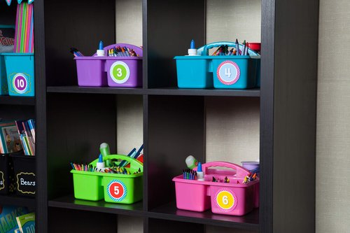 Teacher Created Resources Pink Portable Plastic Storage Caddy 6-Pack for Classrooms, Kids Room, and Office Organization, 3 Compartment