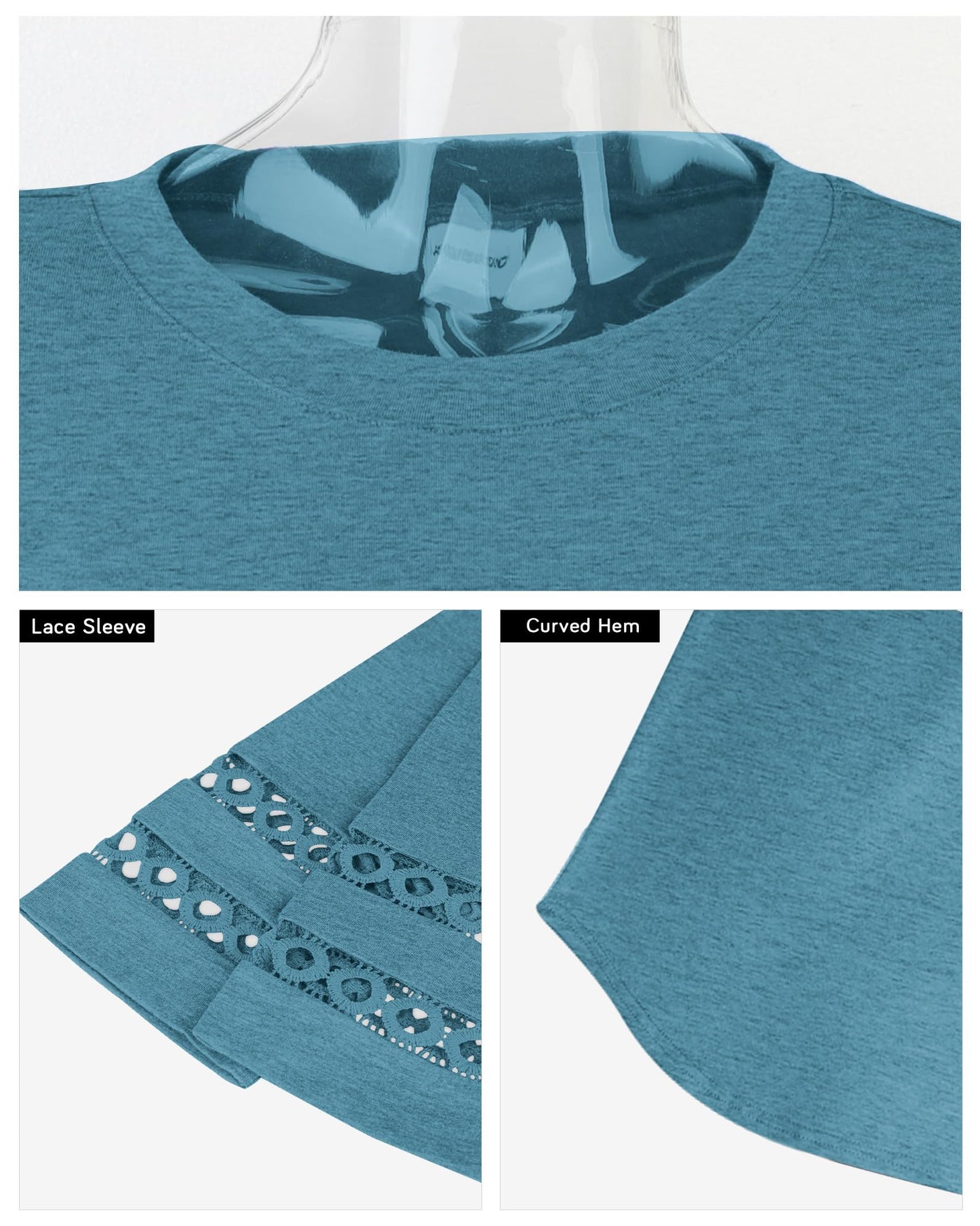 Oversized Tshirts for Women 3/4 Sleeve Blouses for Women Dressy Casual Work Shirts Fashing Clothes Turquoise 3XL