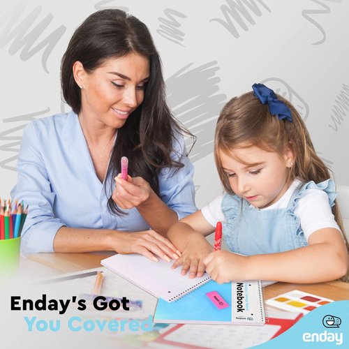 Enday College Ruled Notebook - 1 Subject Hardcover Spiral Bound | 100 Sheets, Blue & Purple (2 Pack)