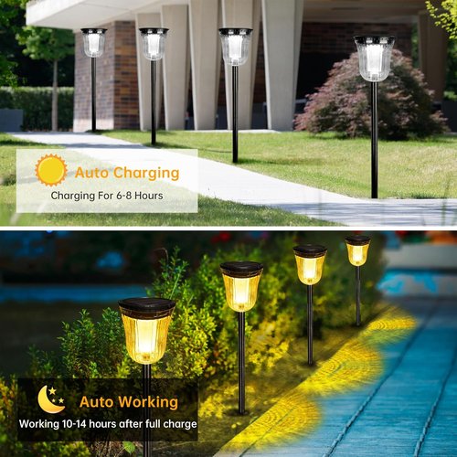 Kruta Solar Garden Lights - Super Bright 200 Lumen Waterproof Outdoor Lighting | 4 Pack, 14 Hours Runtime