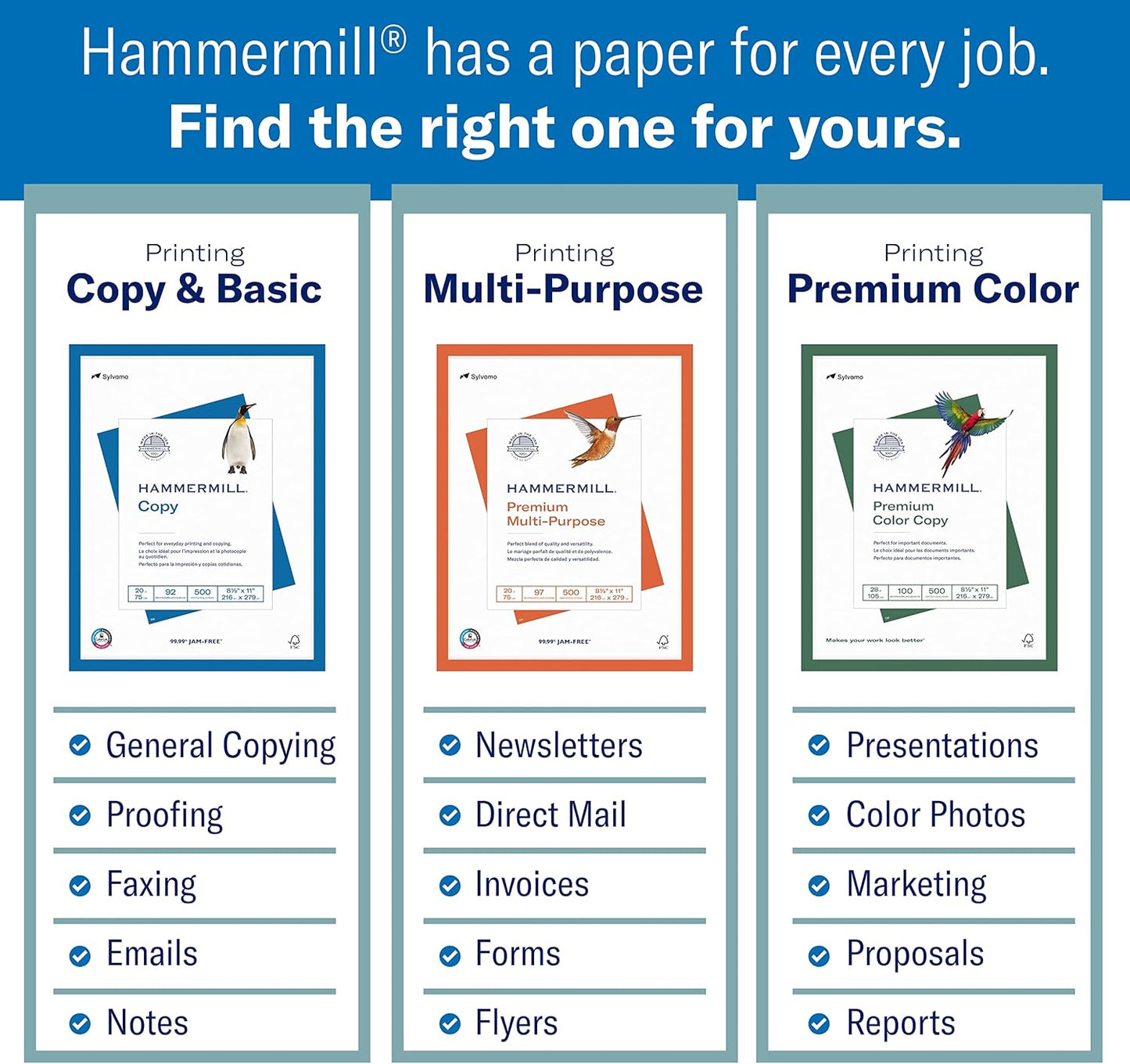 Hammermill Printer Paper, 20 Lb Copy Paper, 8.5 x 14 - 500 Sheets (Pack of 3) - 92 Bright, Made in the USA