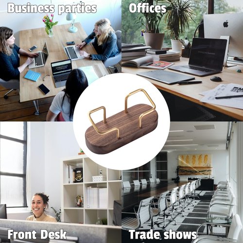 muso wood Business Card Holder for Desk, Wooden Creative Business Card Display for Desk, Wood Business Card Stand for Office, Tabletop (Walnut 2pack)