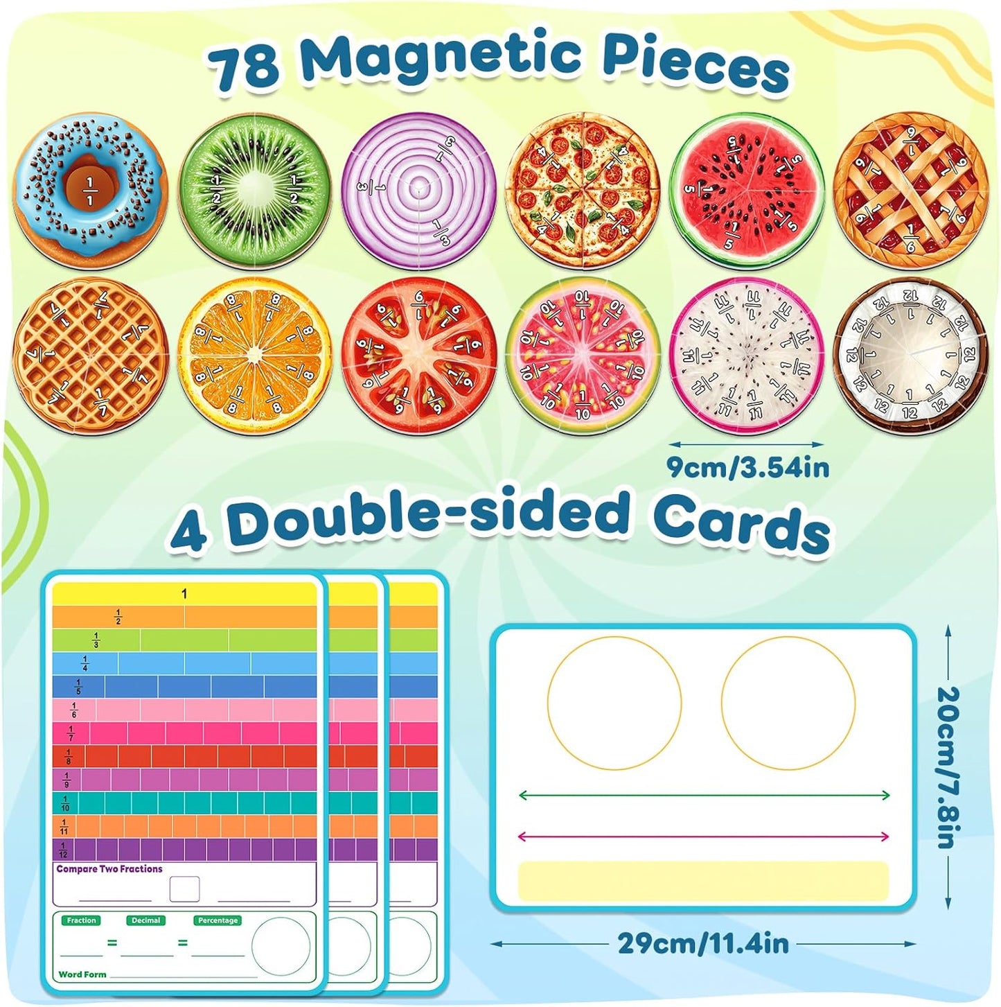 Skiennix Magnetic Fraction Tiles & Circles - Essential Math Manipulatives for Grades 2-5 | Classroom & Homeschool Supplies