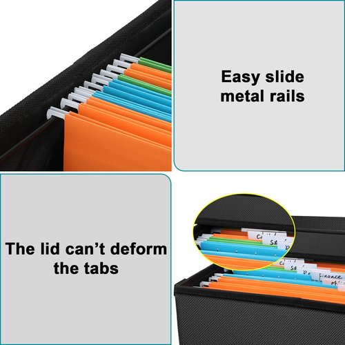 JUNDUN Fireproof File Box, Fireproof File Storage Organizer Box with Lid,Home Office Document Storage Filing Box with Handle,Portable Safe Storage Box for Legal Size Hanging Folder