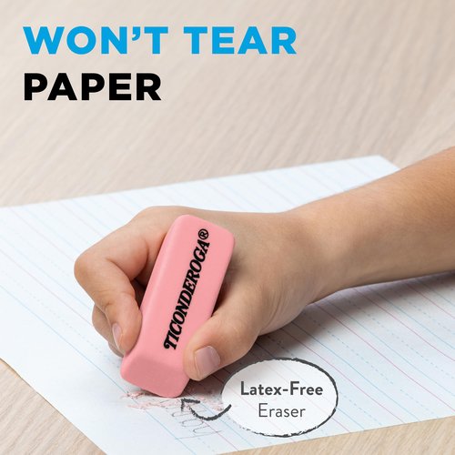 Ticonderoga Wedge Erasers, Pink, 5 Count