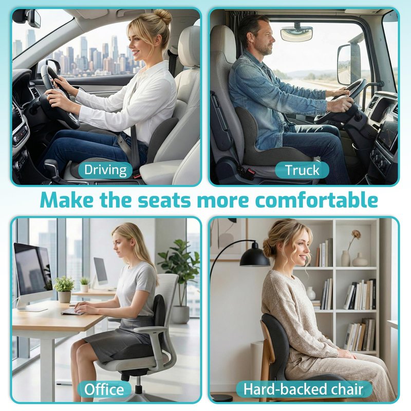 XZdream Ergonomic Seat Cushion,Office Chair Cushion with Lumbar Support Pillow,Car Orthopedic Seat Cushions,Designed for Sciatica,Tailbone,Back Pain Relief,for Office,Car,Truck,Home,Desk Chair