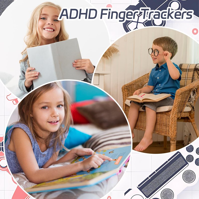 Guided Reading Strips, Dyslexia Tools for Kids, Colorful Text Overlays for Early Readers, ADHD Finger Trackers Highlight (24 PCS)