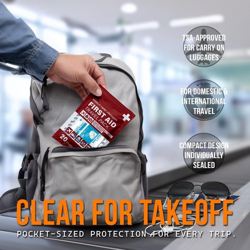 EVERLIT CARE Travel Bandage Pack - 12 Individual Packets in Compact Water-Resistant Pouch | On-the-Go First Aid Essentials