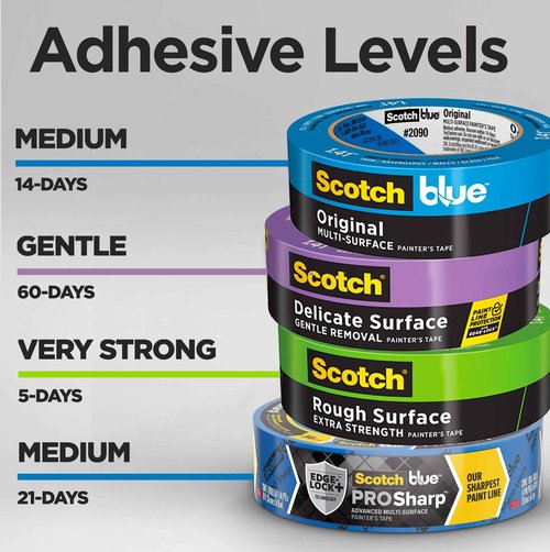 Scotch Painter's Tape Original Multi-Surface Painter's Tape, 1.88 Inches x 60 Yards, 8 Rolls, Blue, Tape Protects Surfaces and Removes Easily, Multi-Surface Painting Tape for Indoor and Outdoor Use