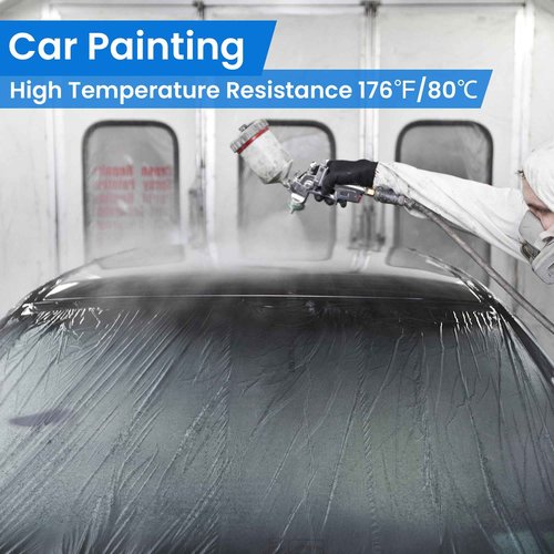 TAPEBEAR Upgrade Pre-Taped Masking Film Extra Thick, High Temp Tape and Drape 102" x 90', Plastic Cover for Automotive, Painting, Plastic Sheeting Masking Tape Film for Auto, Floor, Furniture, 4Rolls