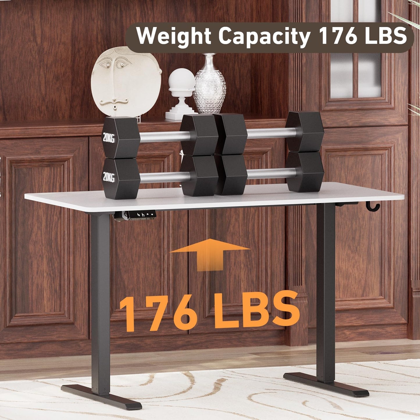 Ywin Electric Height Adjustable Standing Desk with Wheels, 55 x 24 Inches Computer Desk, Home Office Desk, Ergonomic Stand up Desk for Home Office