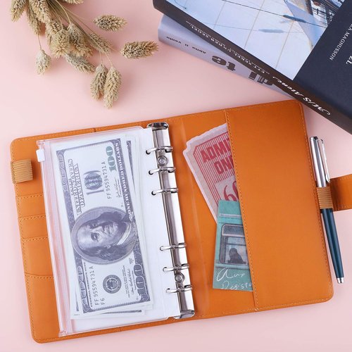 Antner A6 Notebook Binder - Refillable PU Leather Cover with Magnetic Buckle | Dark Yellow