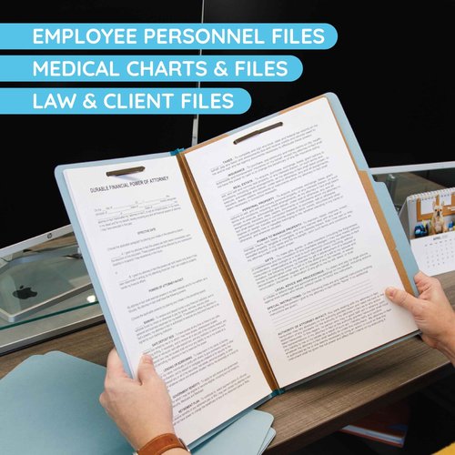 30 Legal Size Classification Folders, 2 Divider 2 Inch Tyvek Expansions, Durable 2 Prongs Designed to Organize Standard Law Client Files, Office Reports, 30 Legal Folders, Light Blue