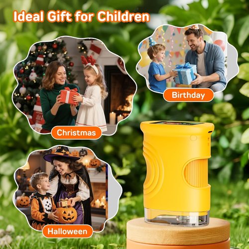 1000X Digital Handheld Microscope - Portable STEM Science Lab Toy with 2.0" IPS Screen | Rechargeable Educational Gift for Kids Ages 4-12 - Orange