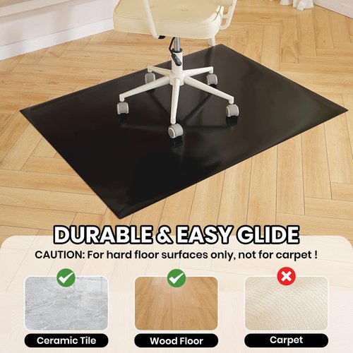 Black Chair Mat for Hardwood Floor, 48 x 60 Inch Large Office Chair Mat, Plastic Floor Protector, 4'×5' Area Rug for Living Room, Heavy Duty Wood Tile Floor Mats for Home Laundry Dining Area