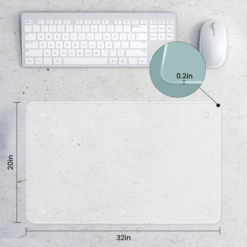 JAMBALAY Tempered Glass Desk Pad to Protect Desk, 32" x 20" Office Desk Pad for Keyboard and Computer Monitor, Clear Desk Protector Pad, Clear Desk Mat for Desktop Dry Erase