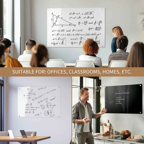 Acrylic Black Magnetic Dry Erase Board for Wall, White Board 18”x24”,Frameless Magnetic Dry Erase Board for Office,Classroom and Home/for Kids,Students,Adults