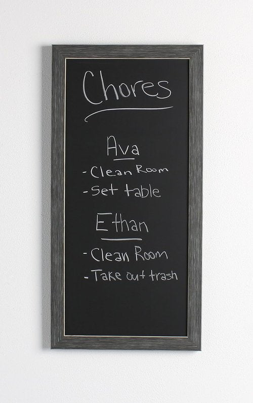 DesignOvation Wyeth Magnetic Chalkboard - Framed, 13" x 26", Stylish Gray Finish