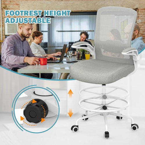 Mimoglad 𝐃𝐫𝐚𝐟𝐭𝐢𝐧𝐠 𝐂𝐡𝐚𝐢𝐫, Tall Office Chair with Adjustable Lumbar Support, Ergonomic Standing Desk Chair, Mesh Computer Chair for Drawing Work