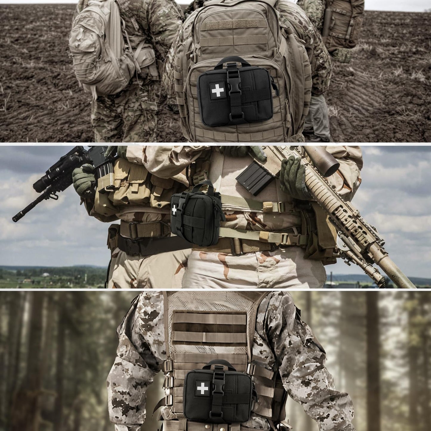 ZZY Tactical EMT Pouch, Upgrade IFAK Tear-Away First Aid Kit Tactical Small Belt First Aid Pouch Molle Medical Pouches for Travel, Outdoor Hiking, Hunting