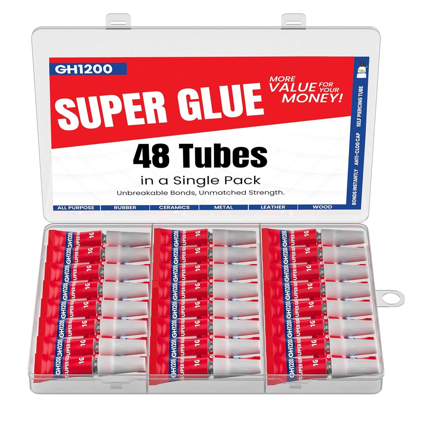 1 Gram (Pack of 24) Single Use Super Glue All Purpose - Superglue - Ca Glue Thick & Strong Adhesive for DIY Craft, Ceramics, Frame, Leather, Metal Etc