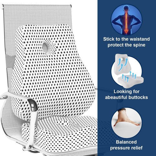 Karmadrenix Coccyx Seat Cushion, Sciatica Pain Relief Tailbone Cushion for Office Chair, Car Seat, and Home Seat, Office Chair Cushions for Back and Butt 3D mesh Surface