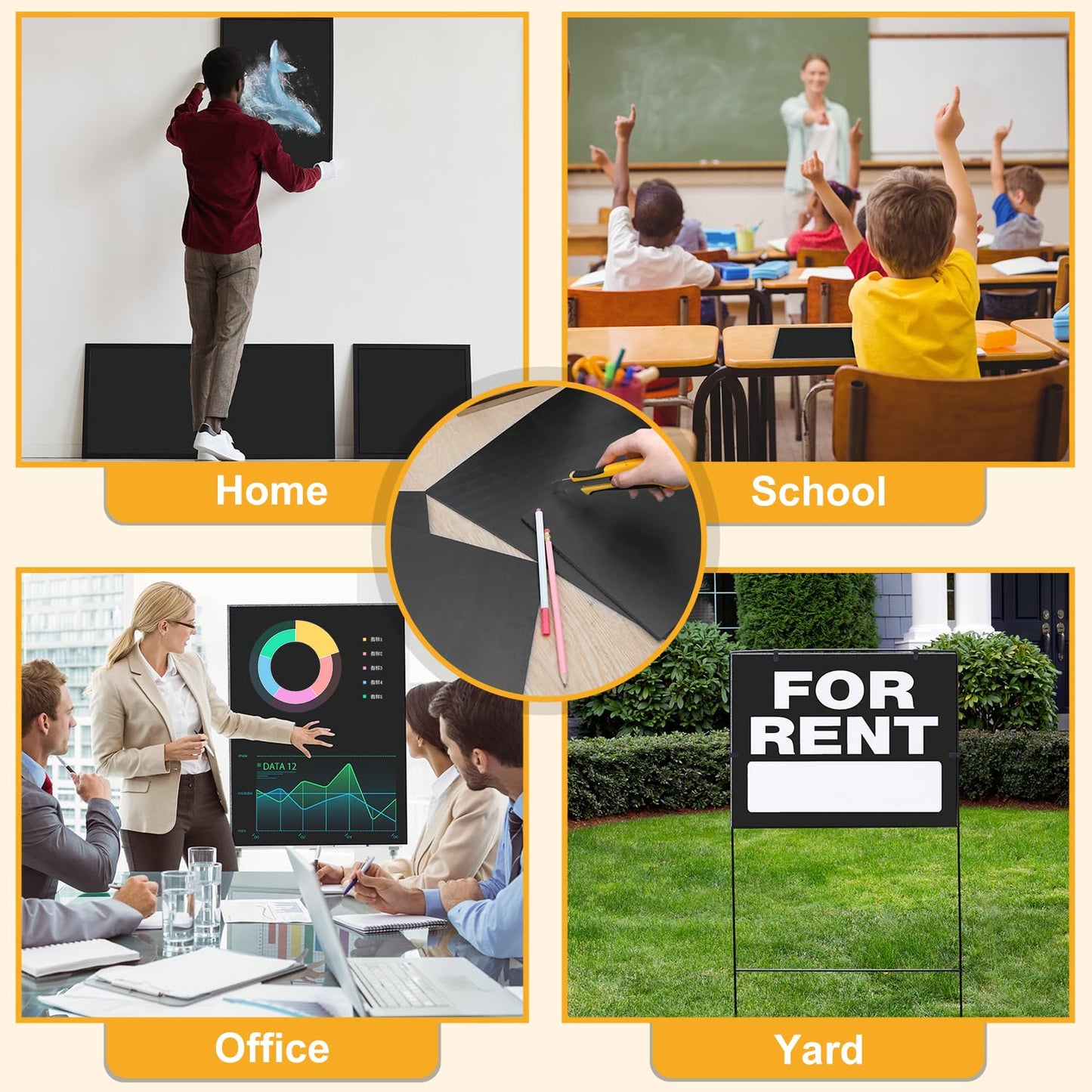 Kathfly 6 Pack Large Black Foam Boards 30 x 40 x 3/16" Thick Acid Free Foam Core Board Double Sided Rigid Poster Foamboard for Art Craft Projects Presentation Signage Painting Wedding School Display