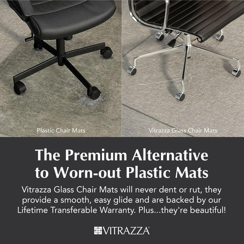 Vitrazza Glass Office Chair Mat – 36” x 42” Desk Mat with Clear Safety Glass/Creates Smooth, Easy Glide/Protects Against Carpet Imprints/Perfect for Home and Office Spaces (Chiaro)