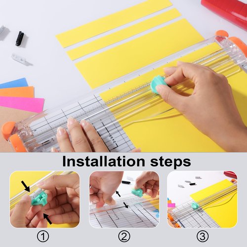 Giftgorde 6-Pack Trimmer Replacement Blades for Fiskars Paper Trimmer, Replacement Blade for All Series of Fiskars/Portable&Precision Trimmer,Arts and Crafts,4 Cutting&2 Scoring Blades,a Slider,Orange