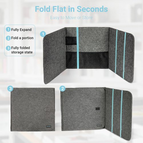 ERGO COLLECT Desk Privacy Folders for Students with Storage – Felt Desk Divider Panel for Adults, Teacher Organization Testing Divider for Classroom, Privacy Shields for Home Office School Desks