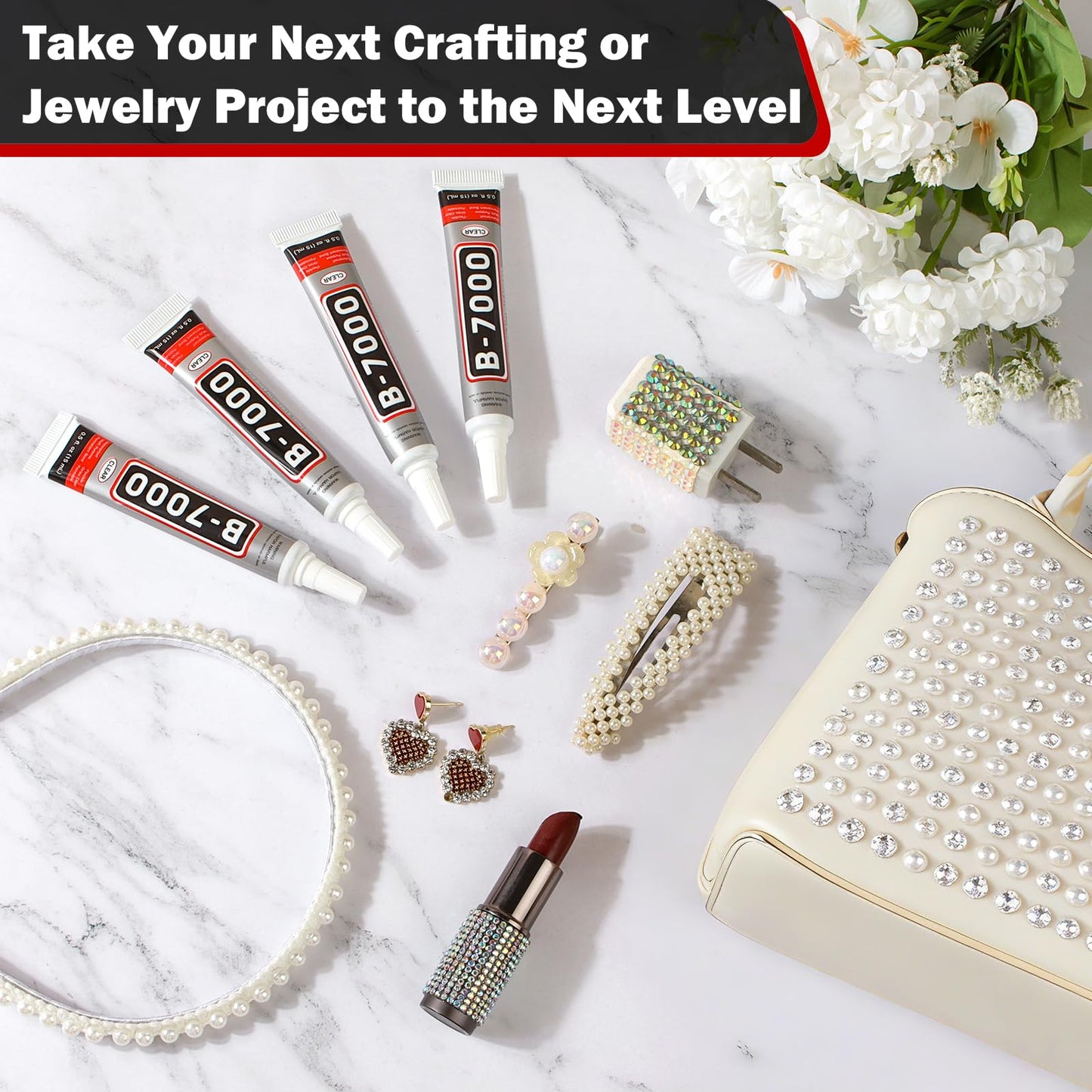 B-7000 Glue Clear with Precision Tip, 15ml 10 Pack Multi-Function Craft Adhesive, Waterproof Strong Bond Glue for Jewelry Making, Rhinestones, Bedazzling, Crafts, Shoes, Fabric, Phone Repair