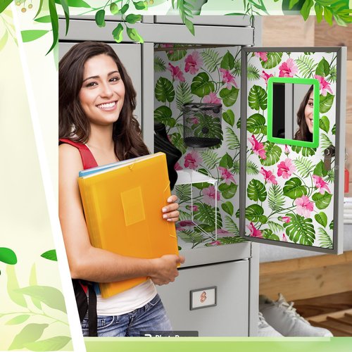 Tinideya 23 Pcs Locker Accessories Kit Decoration and Organizer Kit Magnetic Wallpaper Mirror Shelf Pen Holder Locker Cork Board Pen Tropical 3 Push Pins 3 Magnetic Clip and Magnets