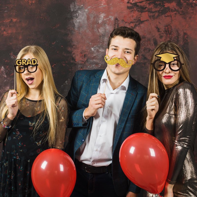 2026 Graduation Photo Booth Props, Black Gold Graduation Photo Prop Frame & Grad Photo Booth Props, Funny Grad Party Selfie Props, Selfie Photo Frame for High School and College Grad