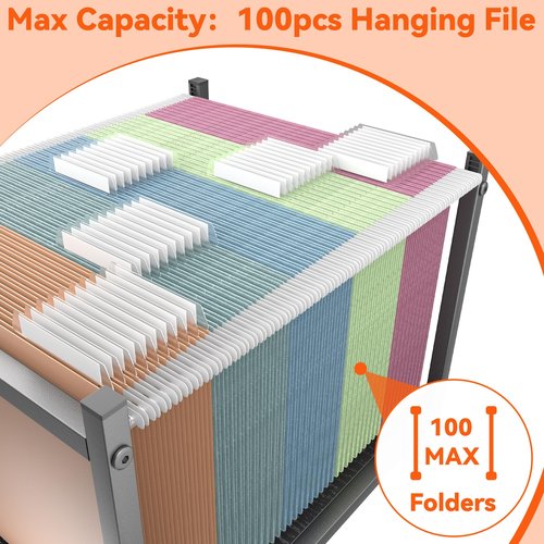 Aquzee Rolling File Carts with Wheels Hanging Files, Under Desk File Organizer for Home Office, Small Mobile Filing Cart Organizer on Wheels Fits for Letter Size Hanging File Folders, Black