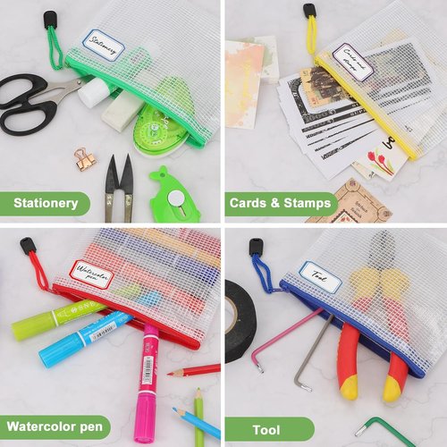 AOBOPLE Waterproof Mesh Zipper Pouches - 36pcs Colorful Organizing Bags for Travel & Office | 4.9x6.3 Inch