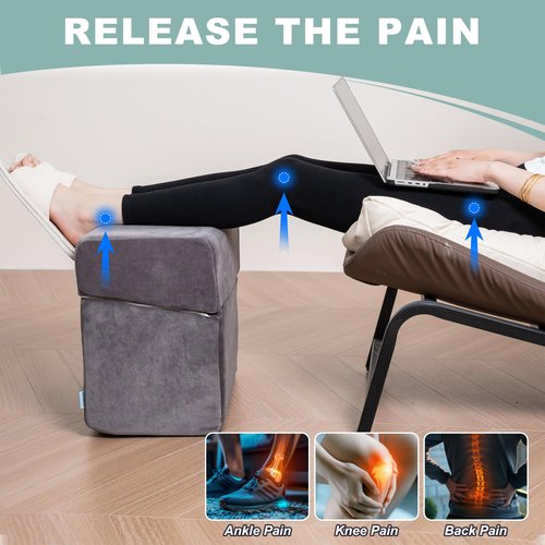 SCFOAMZAI 2 Adjustable Foot Rest Under Desk - Ergonomic High Density Foam Footrest with Washable Cover, 3 Adjustable Heights Foot Stools for Office, Home, Travel (Gray)