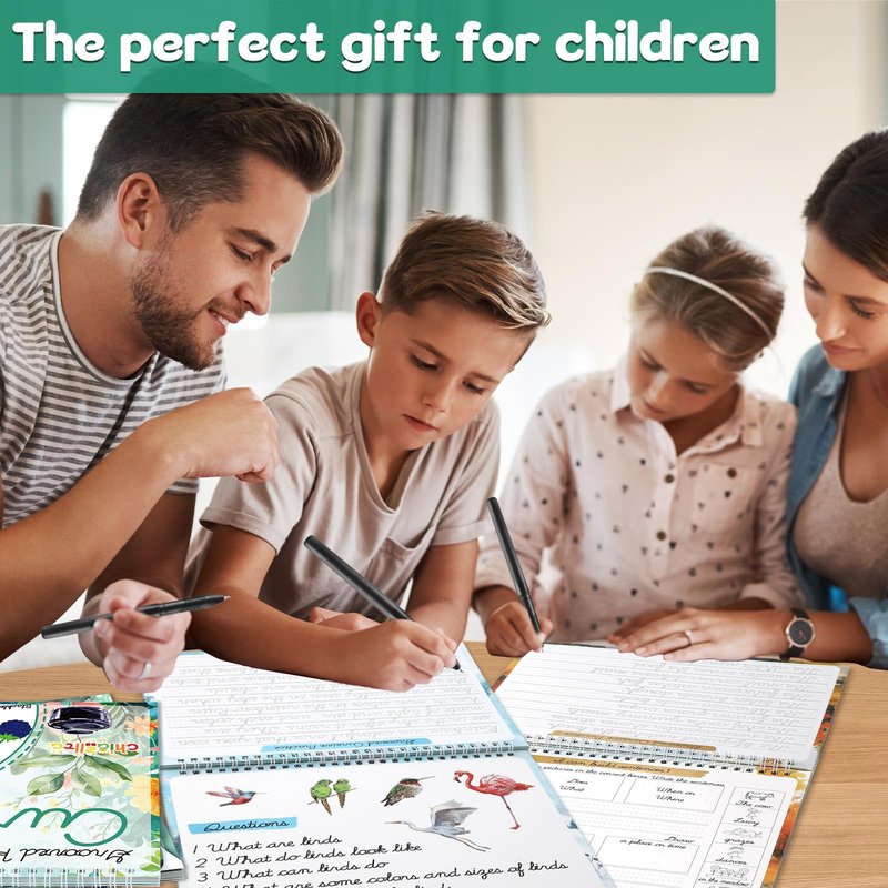 chiazllta 4 Pack Grooved Cursive Handwriting Practice Kit with Disappearing Ink Pens Magic Reusable Grooved Cursive Writing Workbooks Copybook for Beginners Kids (Words&Sentence&Reading&Letters)