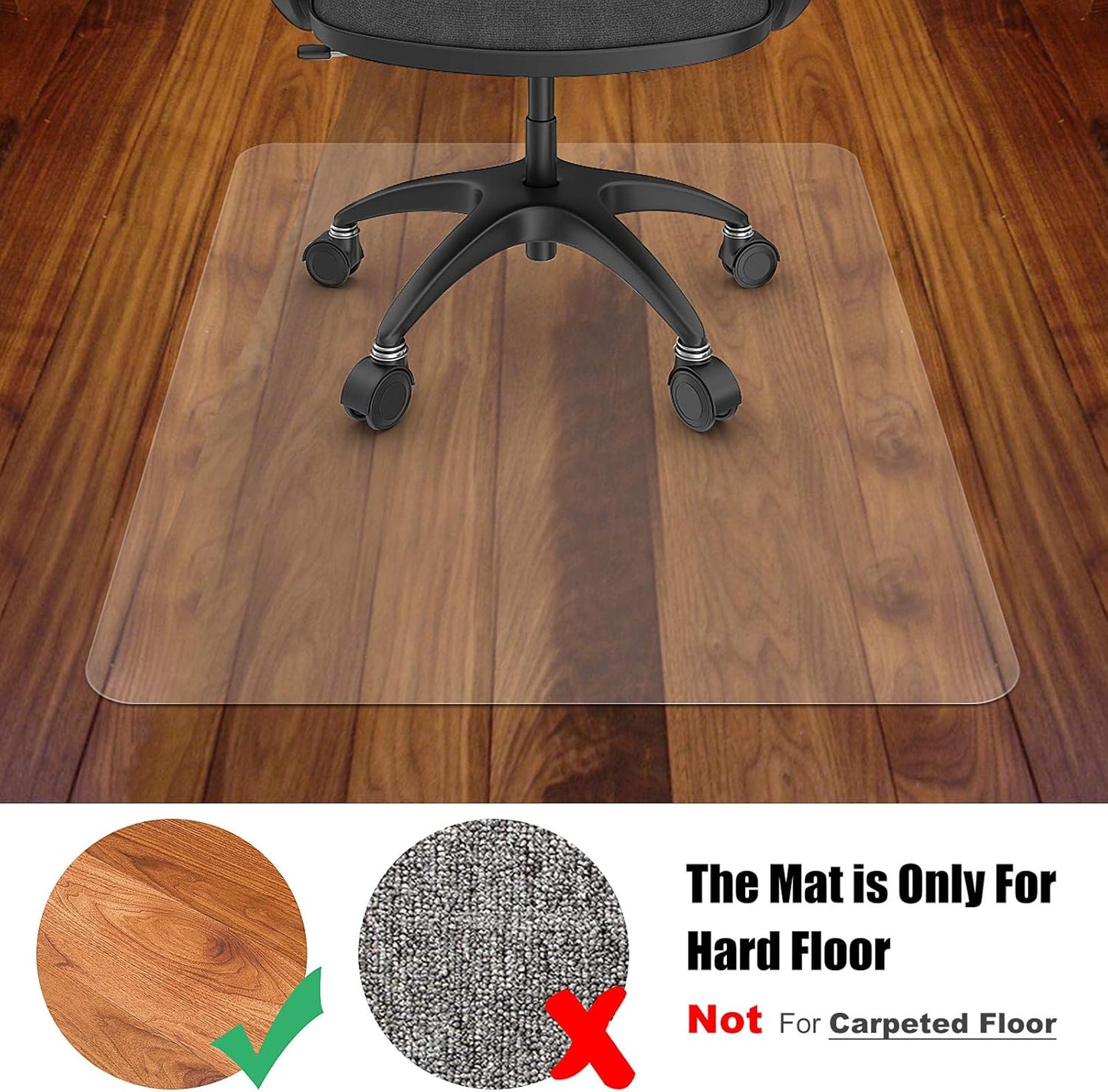 Azadx Office Chair Mat - Clear Plastic Protector for Hardwood Floors | 36" x 48" Easy Glide Design