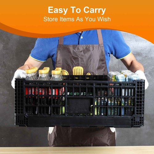 JGLDG Collapsible Storage Bin Container,52 Liter Transfer heavy duty plastic storage box , Versatile Storage Basket milk crates (2)