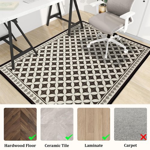Office Chair Mat for Hardwood Floor, 60"x45" Easy Glide Computer Desk Mat Protector for Rolling Chair Under Desk Rug Nonslip Backing, Machine Wash, (Modern)