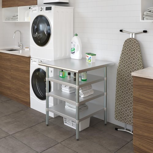 AmGood 30 in. x 30 in. Stainless Steel Work Table with Three Bottom Shelves | NSF Kitchen Prep Table | Utitly Metal Table