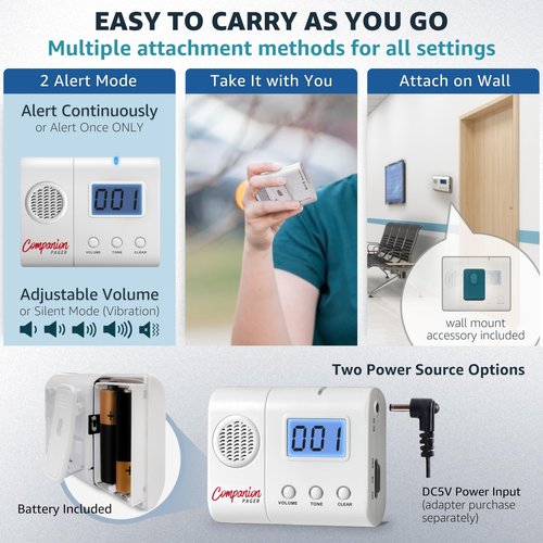 SYNLETT Caregiver Pager for Elderly Adults Nurse 6 Call Buttons for Elderly at Home Seniors Patients Nurse Call Light Monitoring System Alert Button Bed Alarm Buzzer Emergency Clinic