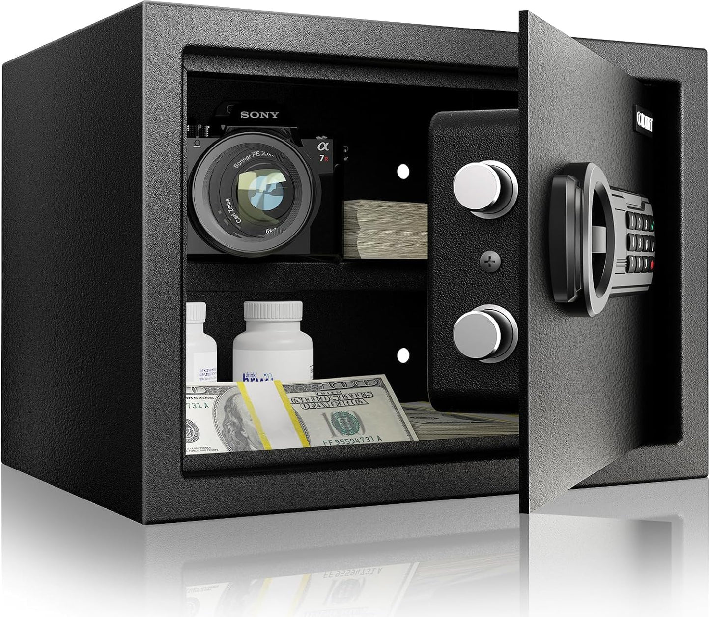 <1.6 cu.ft.>Goldenkey Digital Safe with Electronic Keypad, Document Safe with Removable Shelf, Personal Safes Box Perfect for Guns, Laptop for Home, Office, Hotel, 11.81"D x 14.96"W x 11.81"H