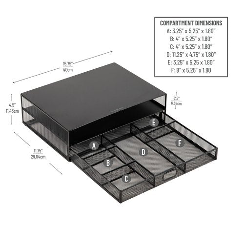 Mind Reader Back to School All in One Bundle for College and Office Monitor Stand with 25 Pc. Supplies included, Storage, Metal, 15.75"L x 11.75"W x 4.5"H, Black