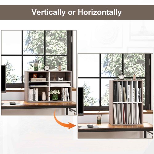 Alpeir Literature Organizer 12 Slots Wooden Mailboxes for Classroom Office Mail Organizer Countertop Vertical File Sorter with Adjustable Shelves Heavy Duty Office Mailbox Cubbies, Retro Grey/White