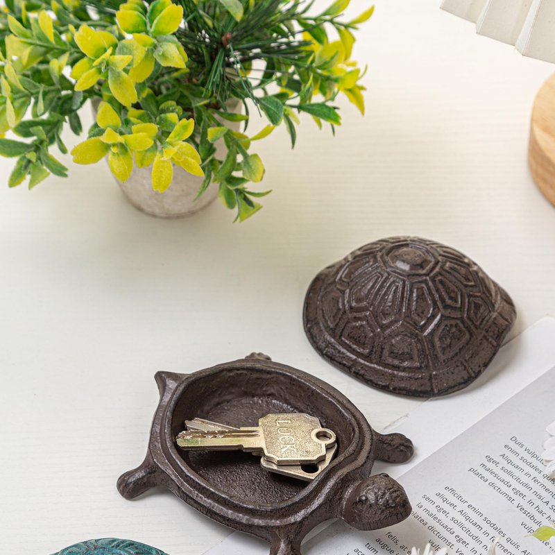 Ionela Spare Key Hiders Outside Cast Iron Turtle Hidden Key Holder for Outdoor Hide A Key, Brown