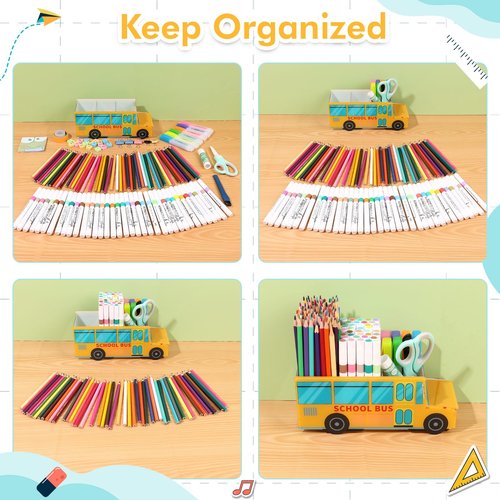 Large Capacity Marker Organizer Pen Holder, Desk Organizers with 3 Compartments Acrylic Pencil Organizer Art Supply Storage Office Supplies Accessories